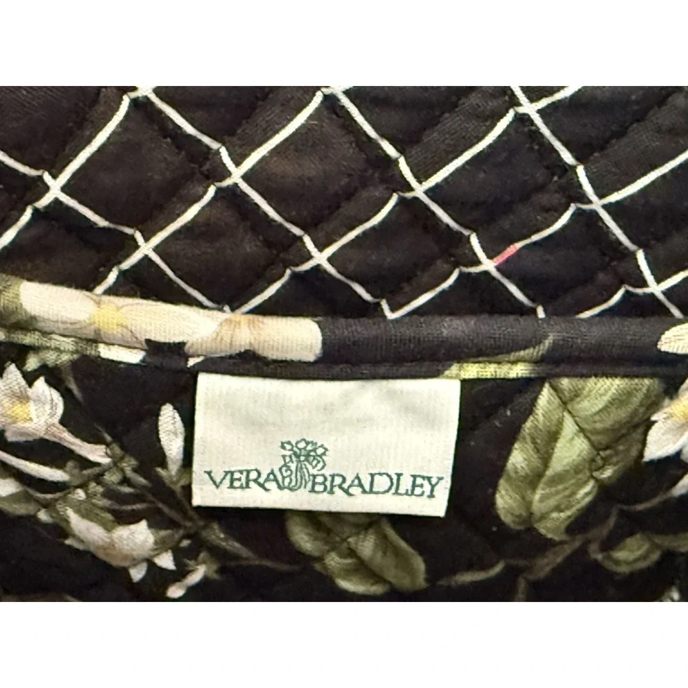 Retired Vera Bradley Black Jasmine Floral Quilted Medium Tote & Makeup Bag EUC
